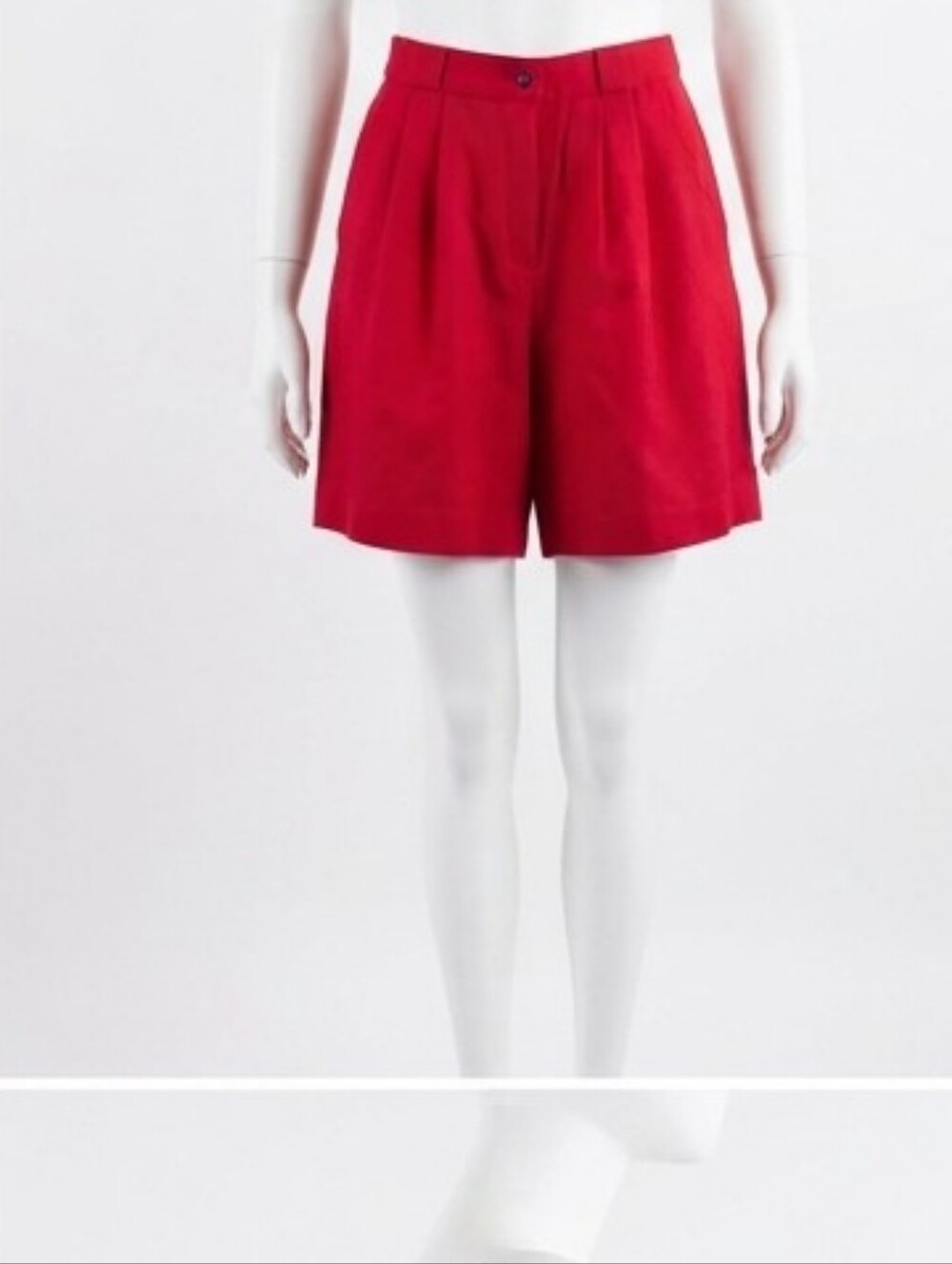 Parisian Works Wool Feel Red High-Rise Pleated Shorts